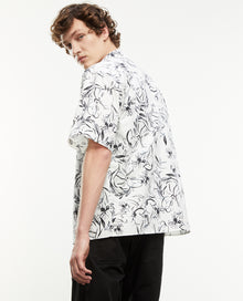 Floral Cotton Shirt | Men | White x Black