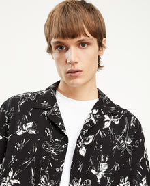 Flowing Floral Shirt With Short Sleeves | Men | Black x White