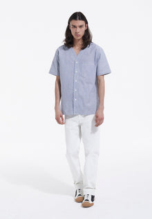 Sky Cotton Shirt With Short Sleeves | Men | Blue White