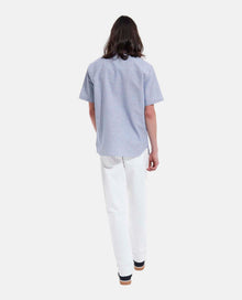 Sky Cotton Shirt With Short Sleeves | Men | Blue White