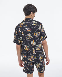 Shirt With Floral Print | Men | Black x Yellow