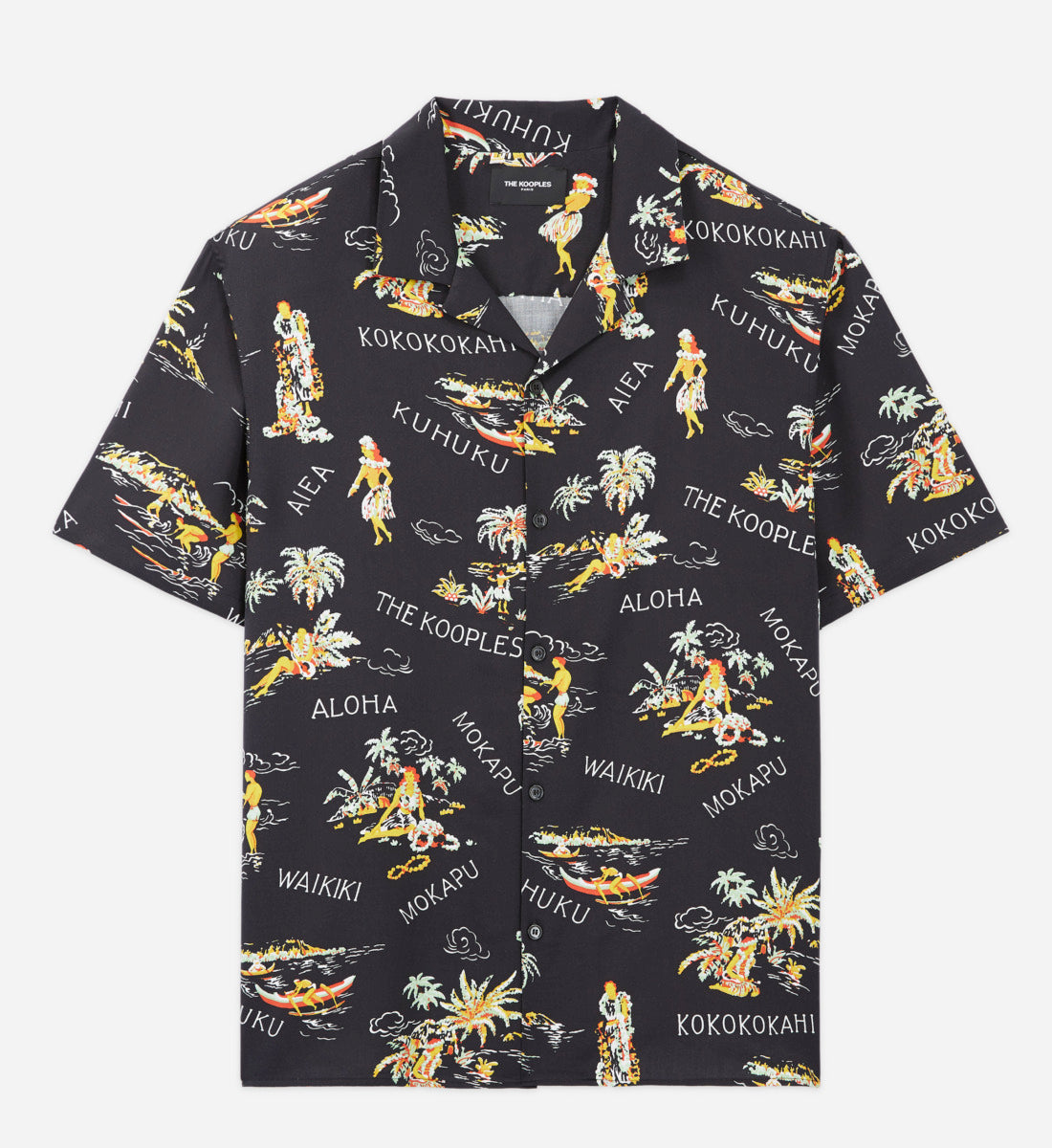 Shirt With Floral Print | Men | Black x Yellow