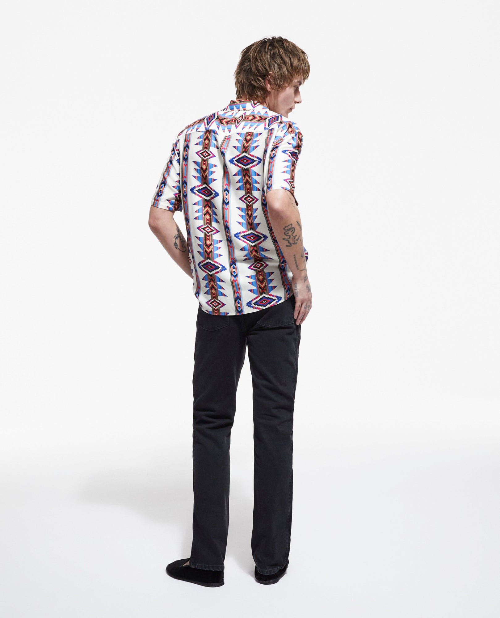 Printed Hawaiian Collar Shirt | Men | Ecru