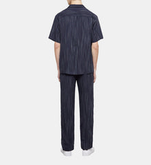 Blue Striped Shirt | Men | Dark Navy x Ecru