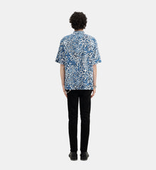 Printed Cotton Short Sleeved Shirt | Men | Blue White