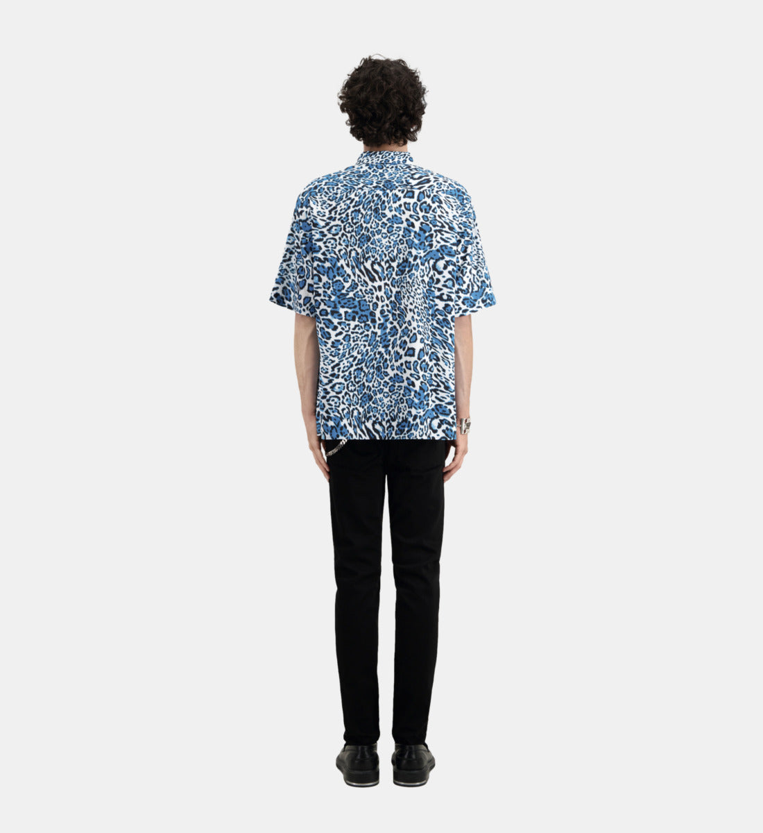 Printed Cotton Short Sleeved Shirt | Men | Blue White