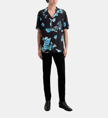 Printed Short Sleeved Shirt | Men | Black Blue