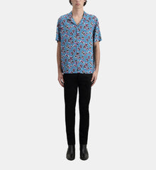 Short Sleeved Printed Shirt | Men | Pink x Blue