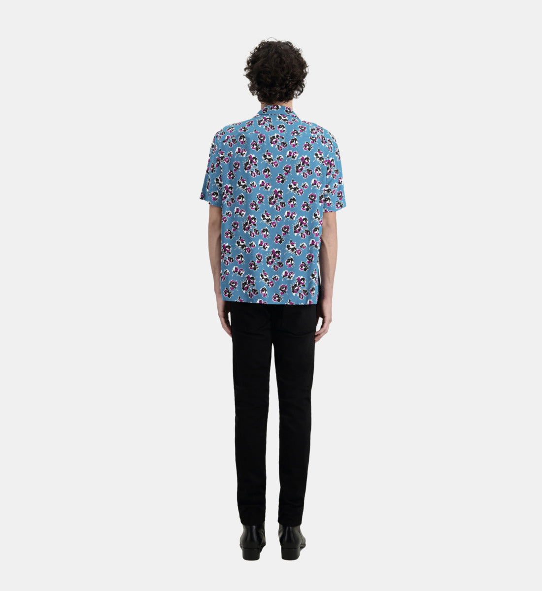 Short Sleeved Printed Shirt | Men | Pink x Blue