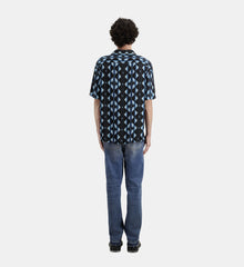 Printed Short Sleeved Shirt | Men | Black x Green