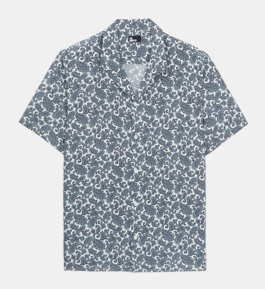 Short Sleeved Printed Shirt | Men | White x Blue