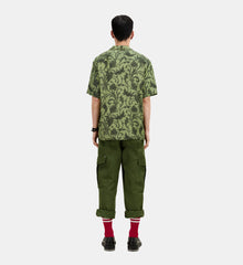 Green Printed Short Sleeve Shirt | Men | Khaki Black