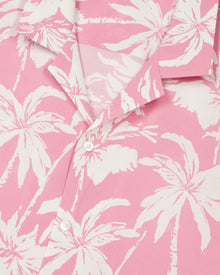 Palm Tree Print Short Sleeve Shirt | Men | Pink x White