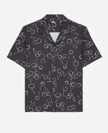 Short-Sleeved Cherry Printed Shirt | Men | Black