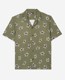 Short-Sleeved Star Printed Shirt | Men | Khaki Black