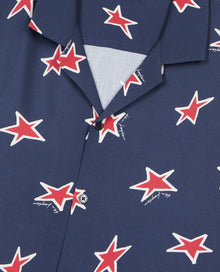 Short-Sleeved Star Printed Shirt | Men | Navy x Red