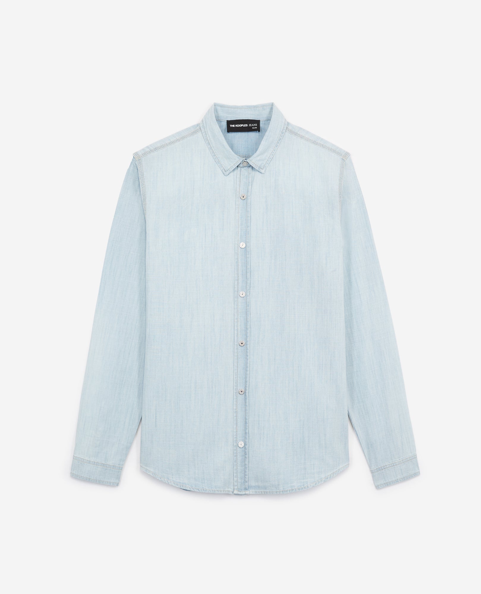 Denim Shirt With Press Studs | Men | Light Blue