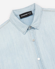 Denim Shirt With Press Studs | Men | Light Blue