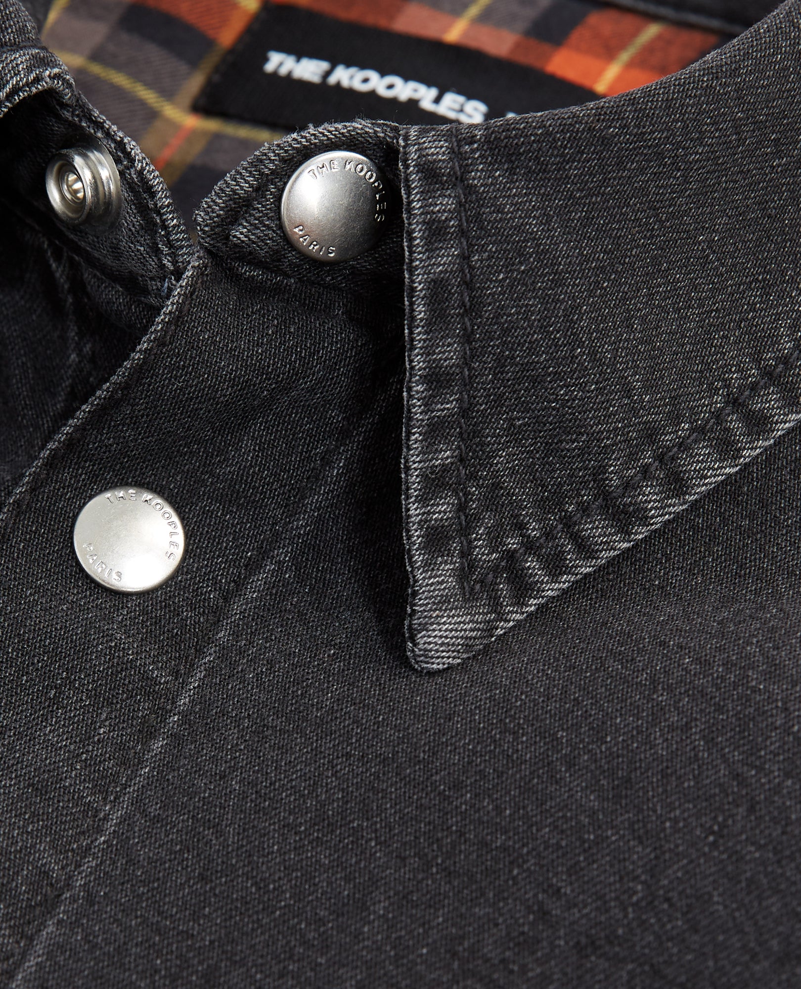 Denim Shirt With Check Lining | Men | Black Washed