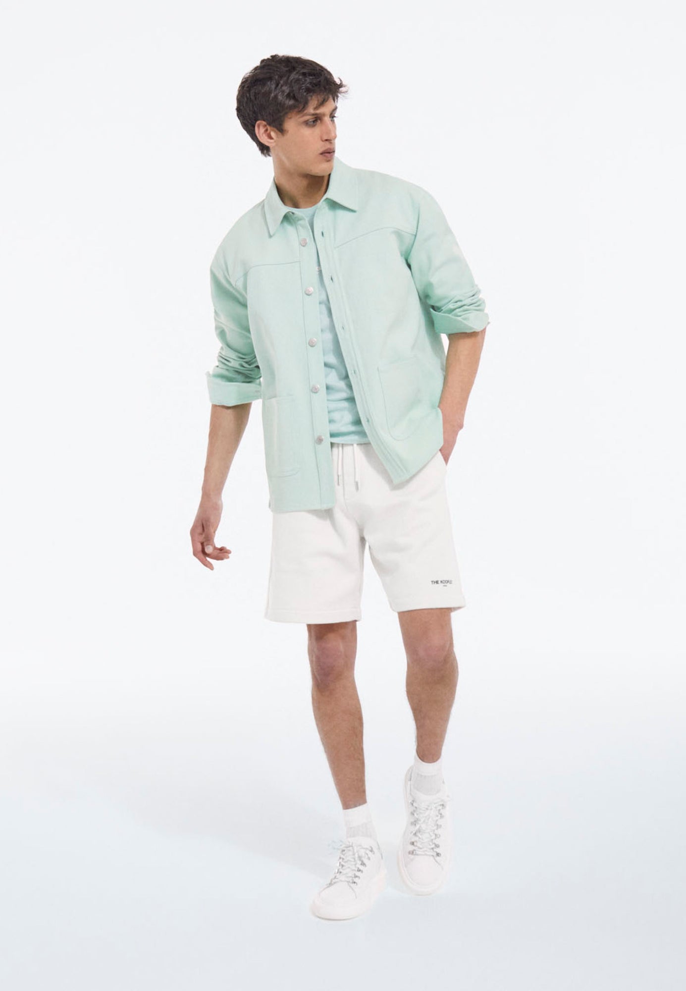 Light Cotton Shirt With Patch Pockets | Men | Green Water