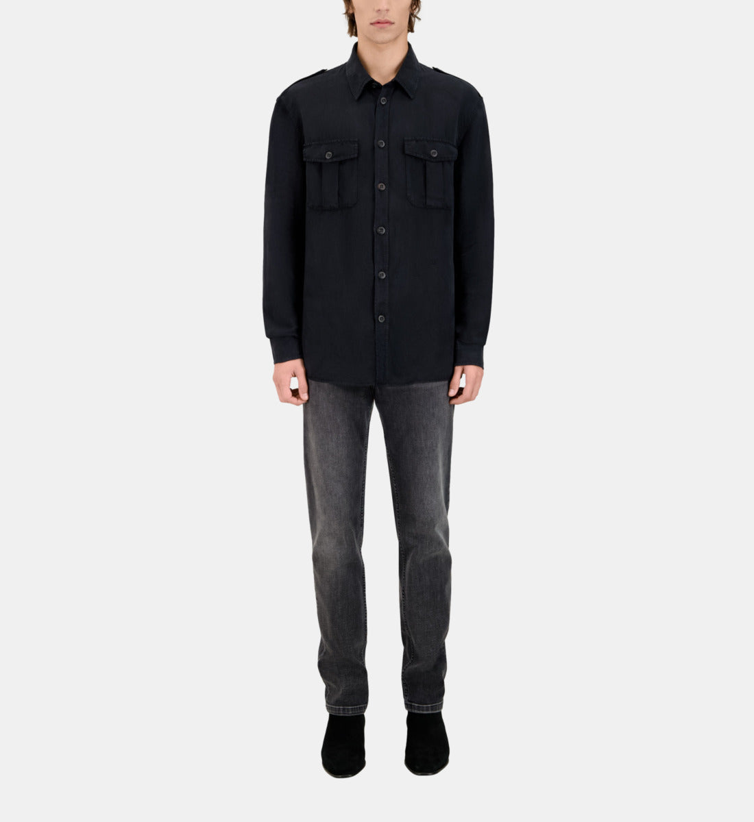 Lyocell And Linen Shirt | Men | Black