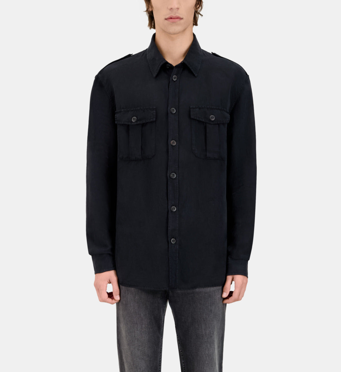 Lyocell And Linen Shirt | Men | Black