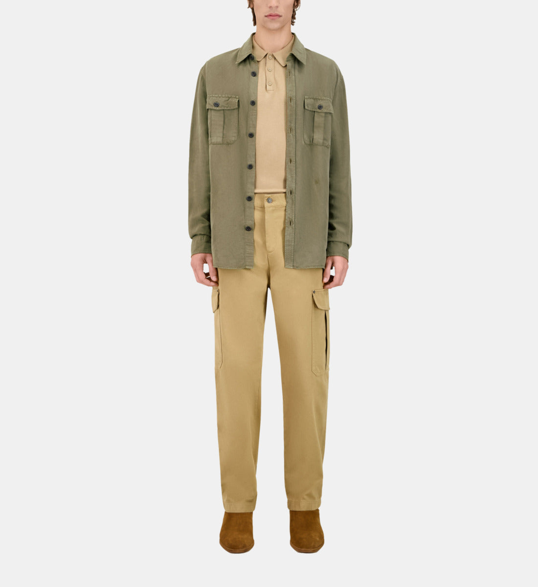 Lyocell And Linen Shirt | Men | Khaki