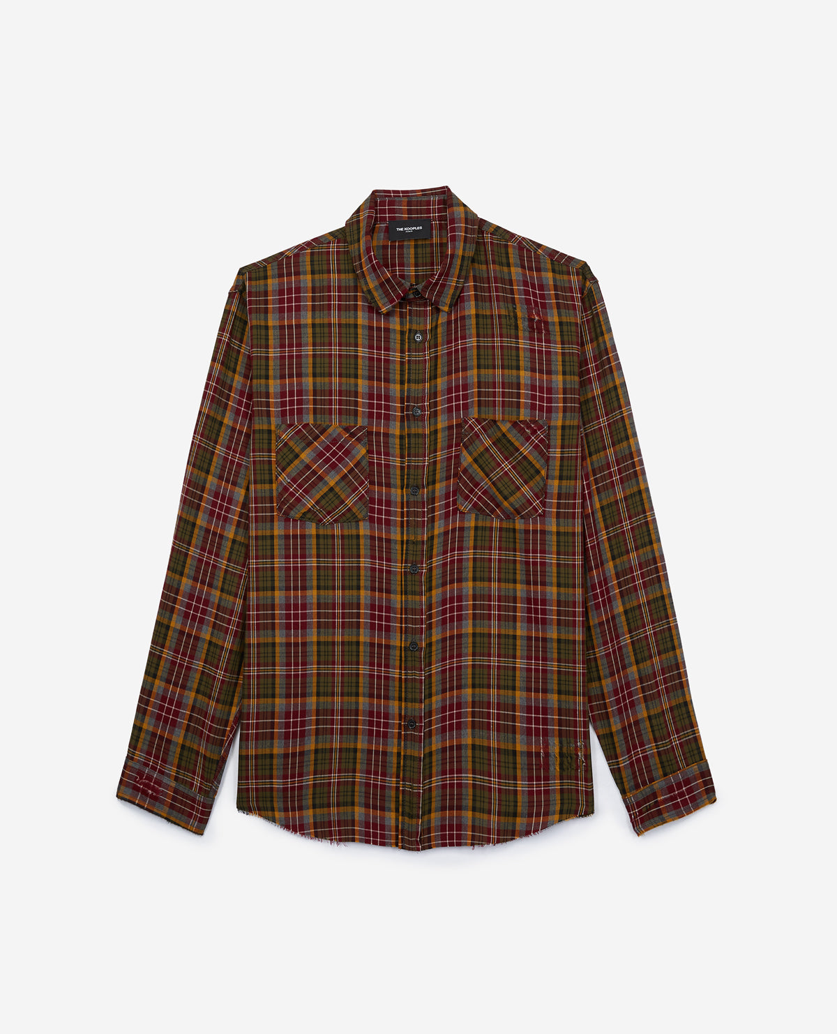 Relaxed-Fit Viscose Shirt With And Check Motif | Men | Red x Yellow