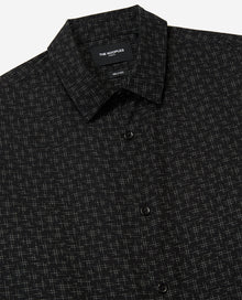 Relaxed-Fit Cotton Shirt With Micro-Motifs | Men | Black x White