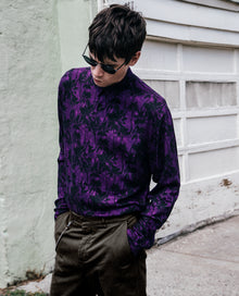 Relaxed-Fit And Cotton Shirt With Palm-Tree Print | Men | Black x Purple