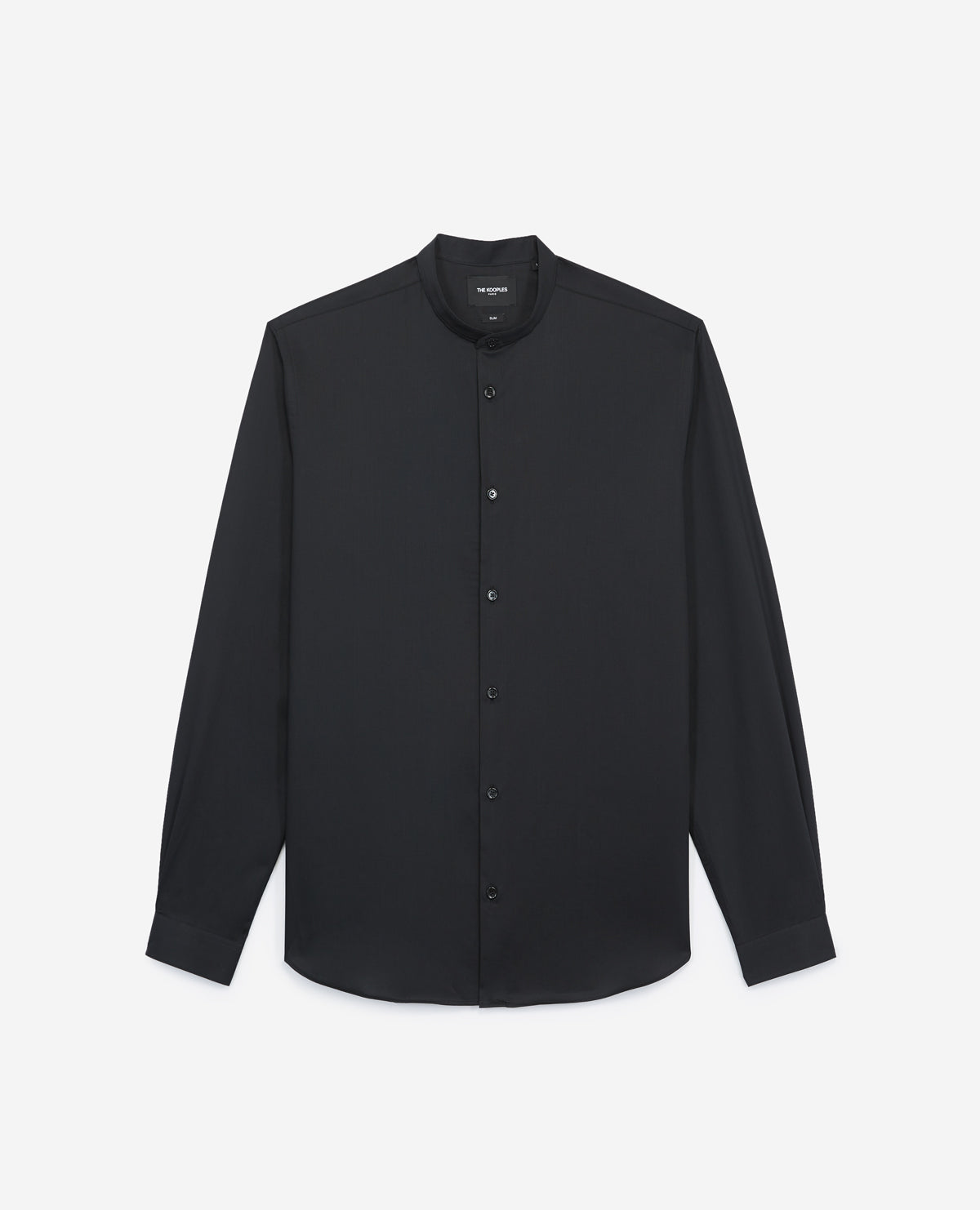 Collarless Cotton Shirt | Men | Black