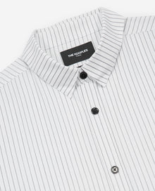 Cotton Slim-Fit Shirt With Stripes | Men | White x Grey