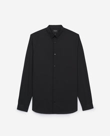 Slim Cotton Shirt W/Small Square Print | Men | Black x White