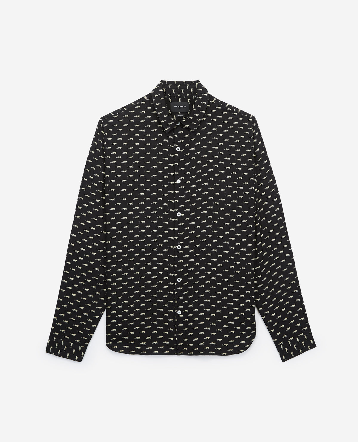 Printed Cotton Classic Collar Shirt | Men | Black x White