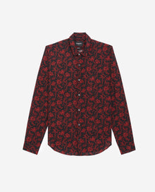 Floral Printed, Flowing Shirt | Men | Black x Red