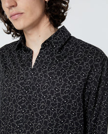 Long Shirt With Card Motif | Men | Black x White