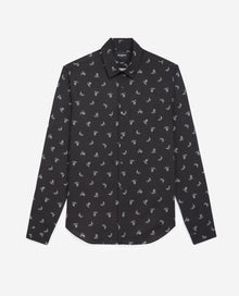 Classic-Collar Shirt With Motif | Men | Black x White