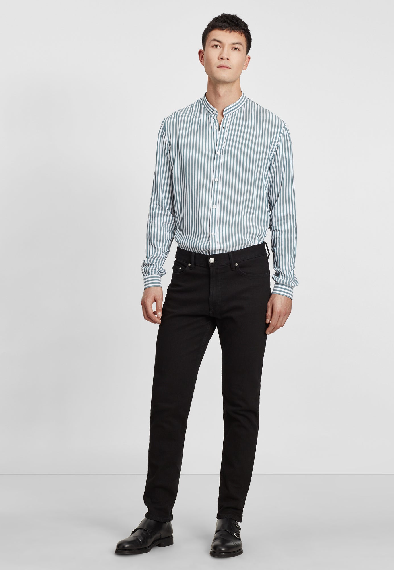 Flowing Striped And Shirt | Men | Green x White