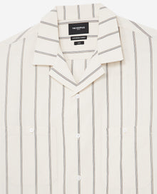 Off-White Cotton Shirt With Stripes | Men | Beige Grey