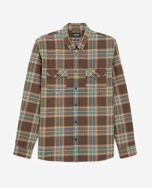 Green Check Shirt In Flannel | Men | Brown x Beige