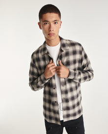 Gray Flowing Shirt With Black Check Motif | Men | Dark Grey Light Grey