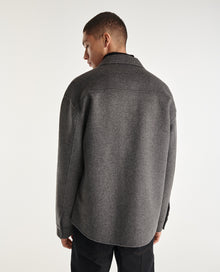 Flecked Gray Wool Shirt With Classic Collar | Men | Grey