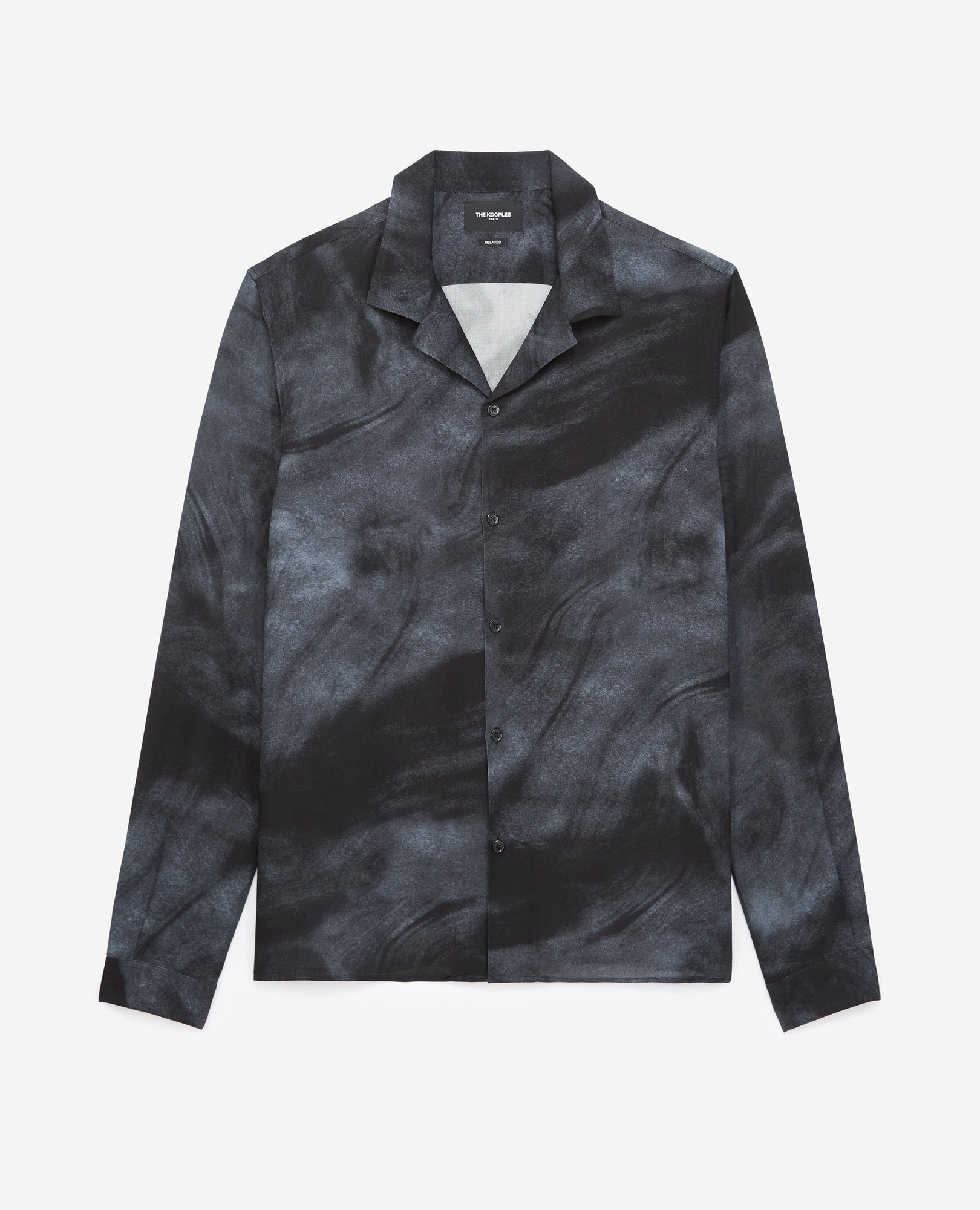 Flowing Gray And White Printed Shirt | Men | Anthracite