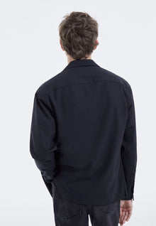 Hawaiian-Collar Shirt With Flap Pockets | Men | Black