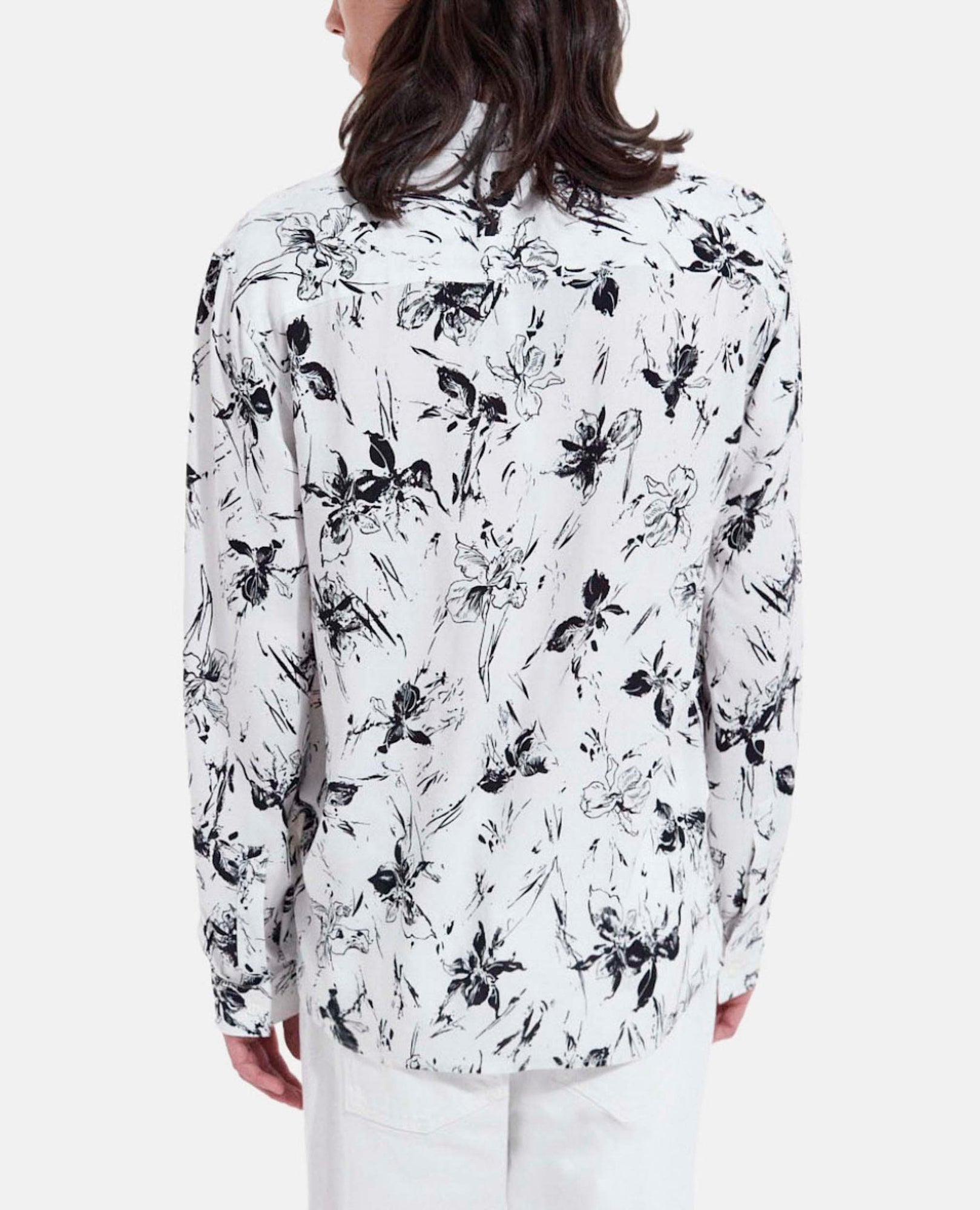 Shirt With Floral Print | Men | White x Black