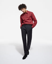 Leopard Print Shirt With Classic Collar | Men | Red x Black