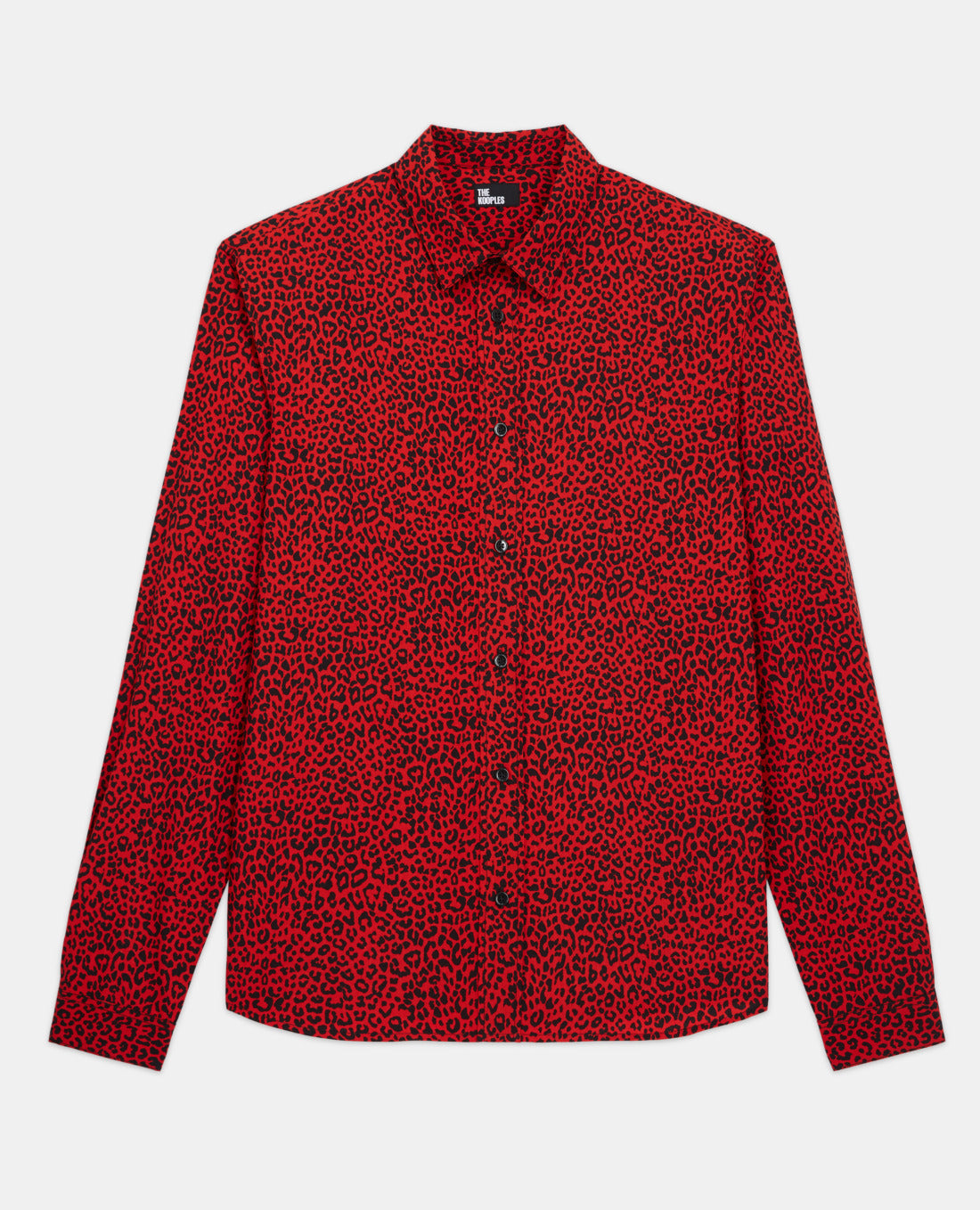 Leopard Print Shirt With Classic Collar | Men | Red x Black