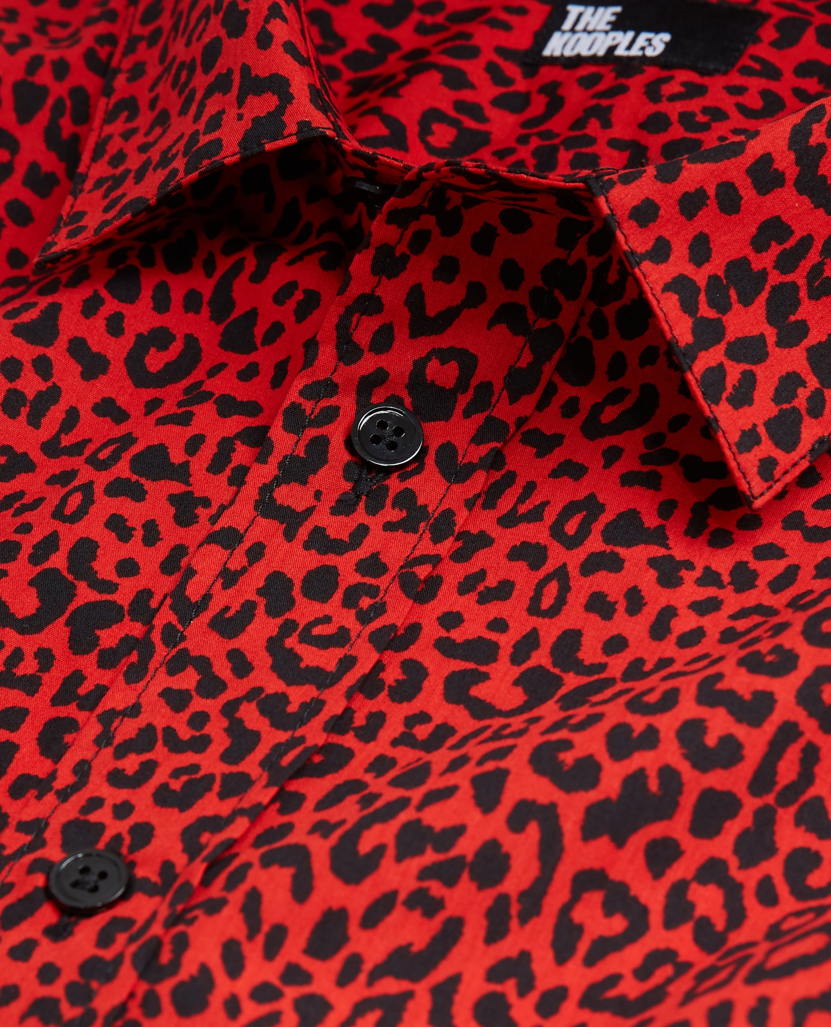 Leopard Print Shirt With Classic Collar | Men | Red x Black