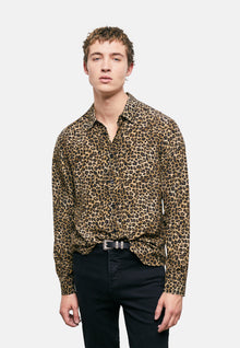 Print Silk Shirt With Classic Collar | Men | Leopard