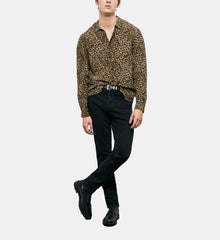 Print Silk Shirt With Classic Collar | Men | Leopard